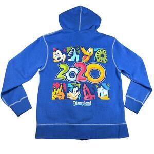 Disney Parks Authentic Men's Medium Blue 2020 Full Zip Hoodie Sweatshirt